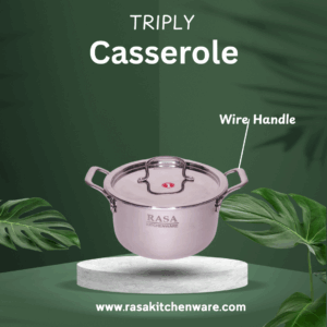 Rasa Stainless Steel Triply Casserole With SS Lid | SAS Metal Induction And Cooktop Friendly | Lifetime Warranty
