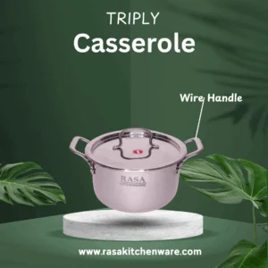 Rasa Stainless Steel Triply Casserole With SS Lid | Induction And Cooktop Friendly | Lifetime Warranty